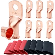 TKDMR 8pcs 4/0 AWG-3/8 Battery Lugs,Heavy Duty Wire Lugs,Ring Terminals,Battery Cable Ends,0 Guage terminals,Battery Terminal Connectors with 8pcs 31 Heat Shrink Tubing