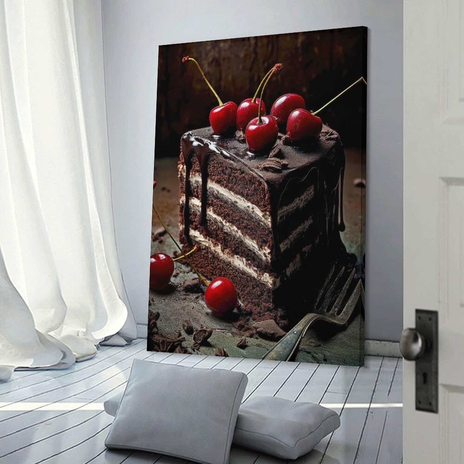 Junmoney Sweet Cherry Cake Room Decor Wall Art 16x24inch(40x60cm), for Wall Displays, Bedrooms Or Room Updates, Ideal for Building A Coordinated Art Wall