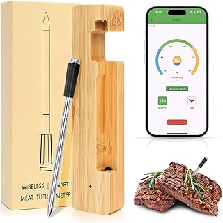 Smart Bluetooth Wireless Meat Thermometer Digital | BBQ, Grill, Oven, Smoker, Air Fryer, Kitchen | Perfect for Steak, Chicken, Turkey, and More | Delicous Recipes in App