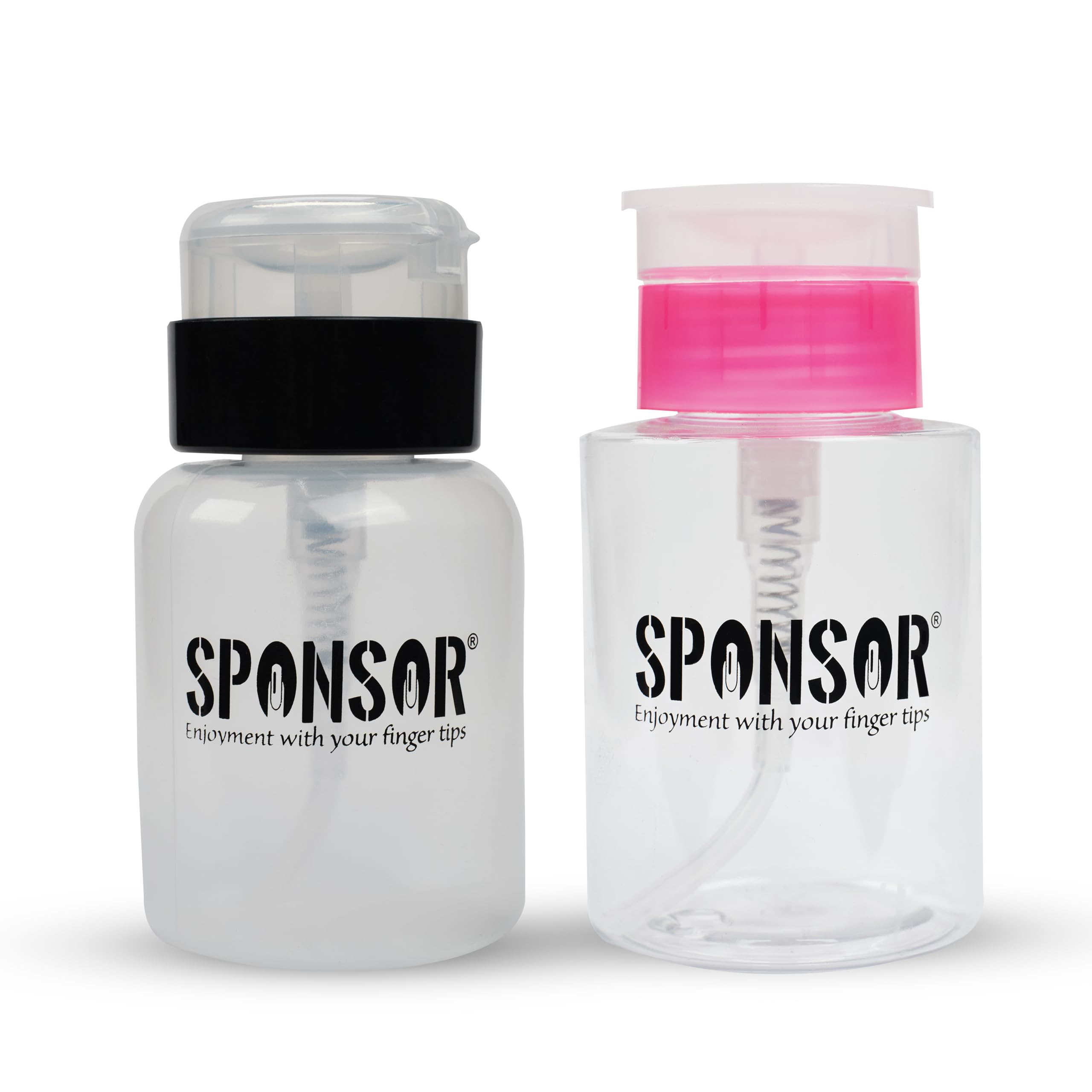 Sponsor Pack of 2 Push Down Lockable Dispenser Bottles for Nail Polish Remover & Makeup Cleaner | Refillable Plastic Pump Bottles with Black Cap for Salon & Home Use (200ML)-image-30