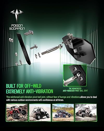 Miniatura 6 de Maverick X3 Espejo retrovisor, POISON SCORPION Aluminio UTV Espejo Centro Retrovisor Ajustable Negro 13356-12533 Compatible con Maverick X3 TurboR