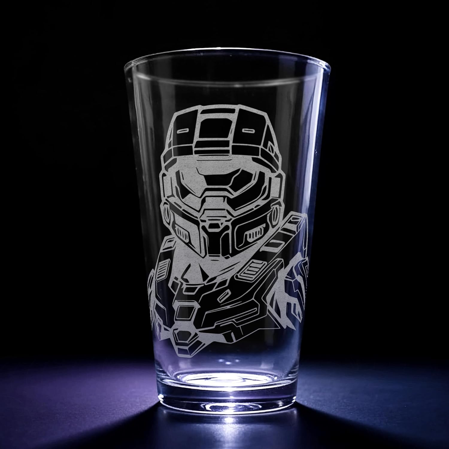 FANMADE SPACE CHIEF Engraved 16oz Pint Glass | Master Sci-Fi Shooter Video Game Beer Glass Dishwasher Safe | Gaming Gift for Men Dad Husband Boyfriend | Birthday Christmas