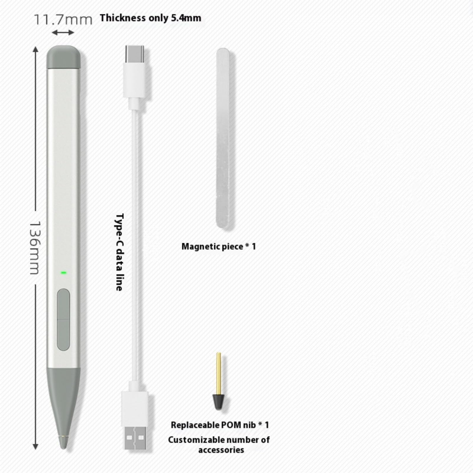 Penna digitale per laptop 8/9 con schermo tattile ricaricabile penna digitale con 4096 sensibilità alla pressione rifiuto