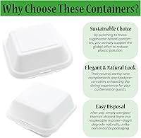 Vista 6 de Recipientes de comida para llevar con un solo compartimento 100% compostable, 6 x 6 pulgadas. 25 envases, bagazo desechable natural, biodegradable