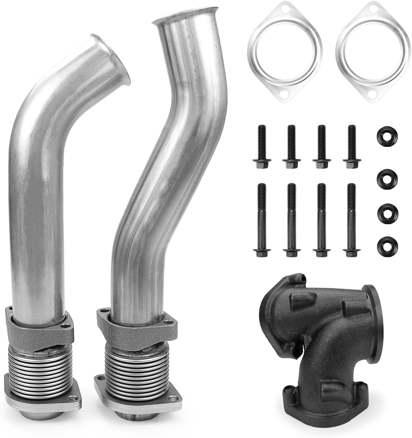 FEXON Turbo Diesel Exhaust Manifold Bellowed Up Pipes Kit Compatible with Ford 1999-2003 F-250 F-350 Super Duty 7.3L Replace 679-005