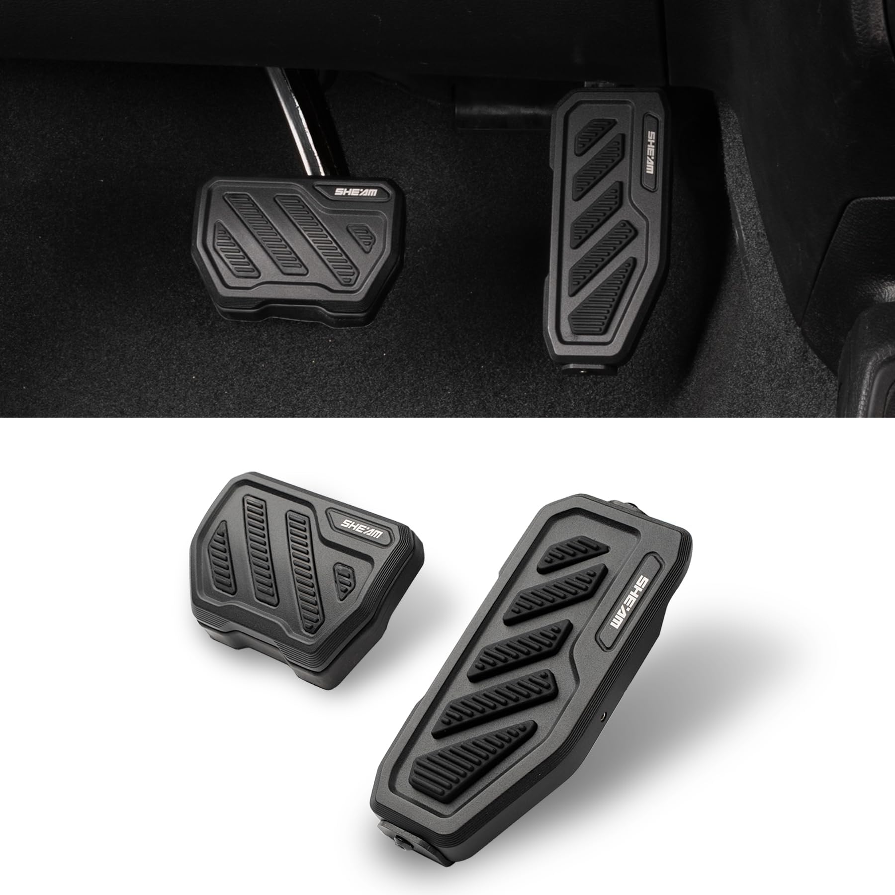 Anti-Slip Gas Pedal Brake Pedal Covers, Foot Pedal Pads Kit Compatible with 2018-2024 Wrangler JL JLU 4XE Gladiator JT Brake and Gas Accelerator Pedal Covers Aluminum No Drilling 2 PCS