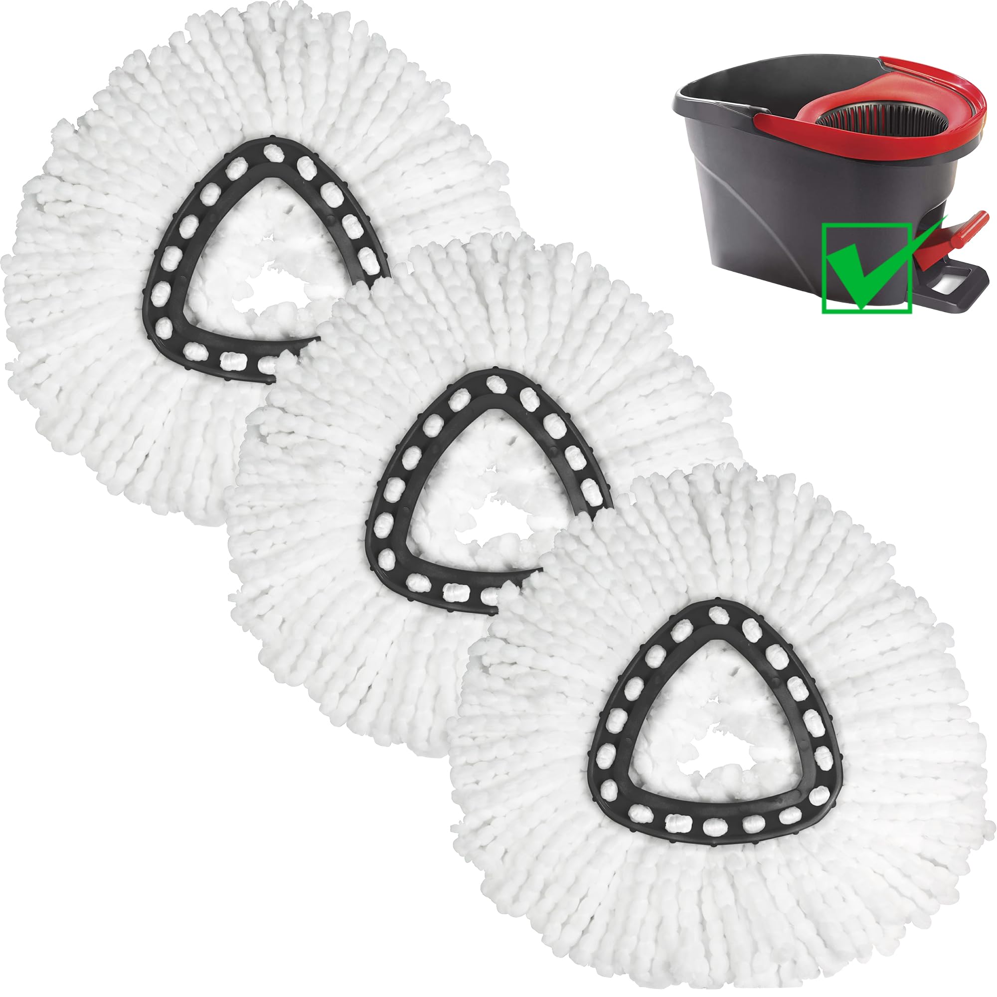 3 Pack Microfiber Spin Mop Replacement Heads Compatible with Vileda Easy Wring, Machine Washable Mop Refills for Floor Cleaning