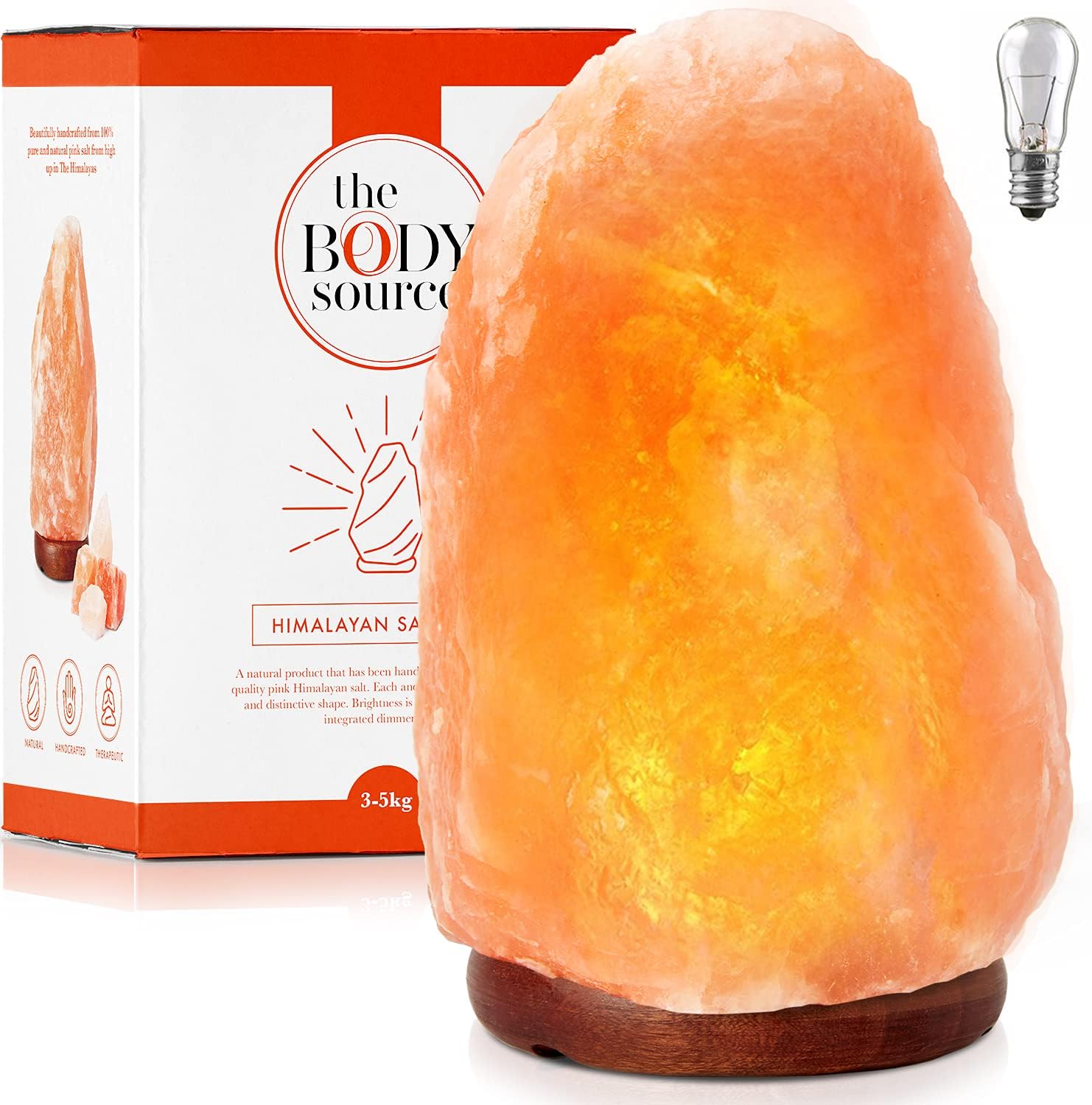 The Body Source Himalayan Salt Lamp 8-10” (7-11 lb) with 4X Replacement Bulbs
