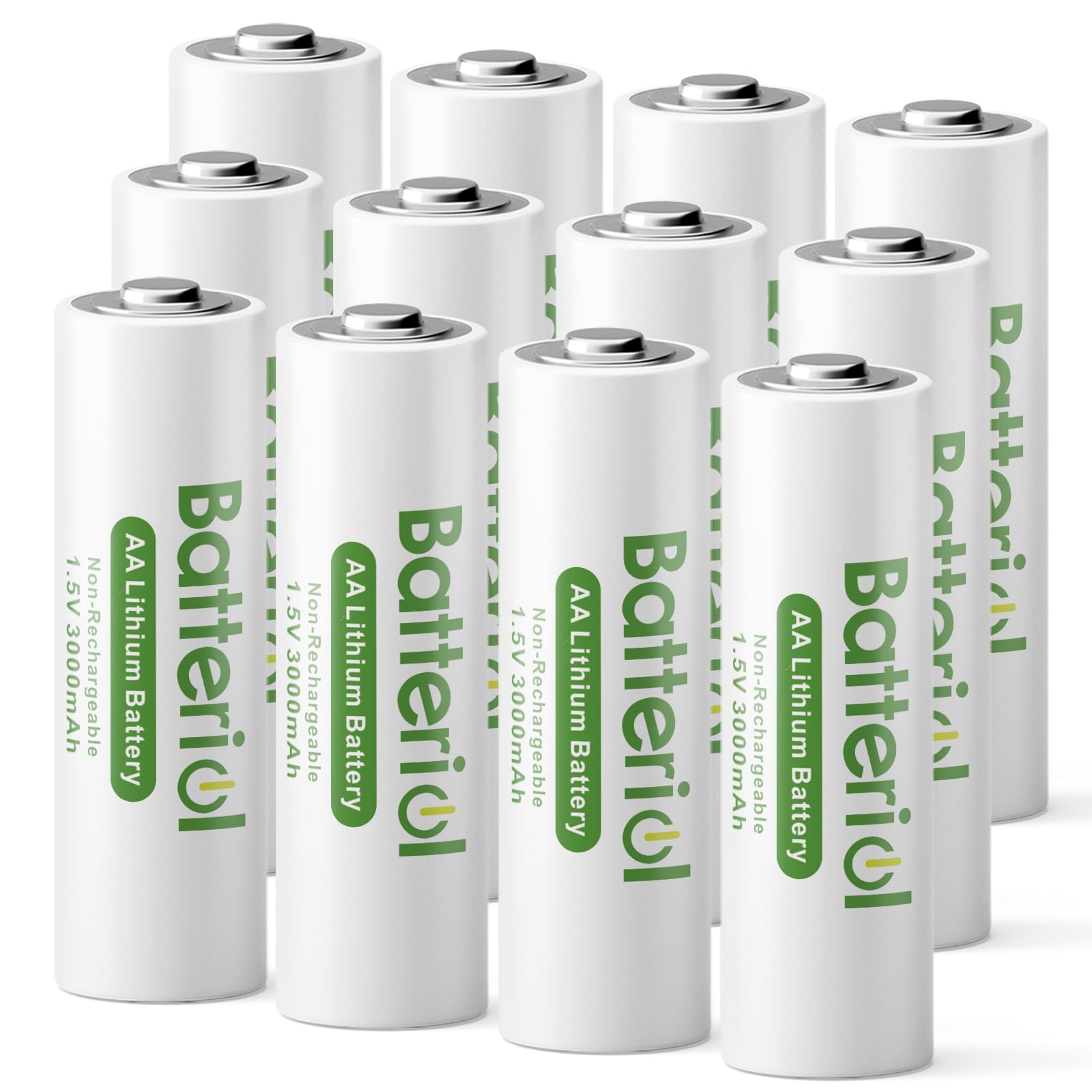 Lithium Batteries AA, Double A Batteries 3000mAh 1.5V Long Lasting for Blink Camera, Flashlight, Video Doorbell, Clocks, Remote Control, Non-Rechargeable (AA 12 Pack)