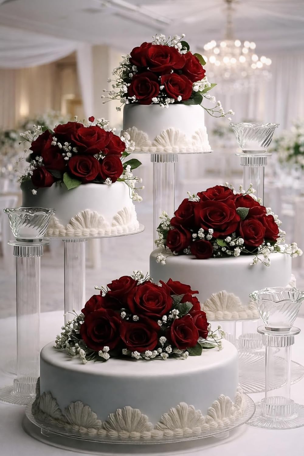 4 Tier Clear Spiral Cascade Wedding Cake Stand (STYLE 400-A)