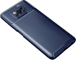 Capa Capinha Anti Impacto Para Xiaomi Poco X3 com Tela de 6.67" polegadas - Case Com Desenho Fibra De Carbono Shock Queda - Danet (Azul)