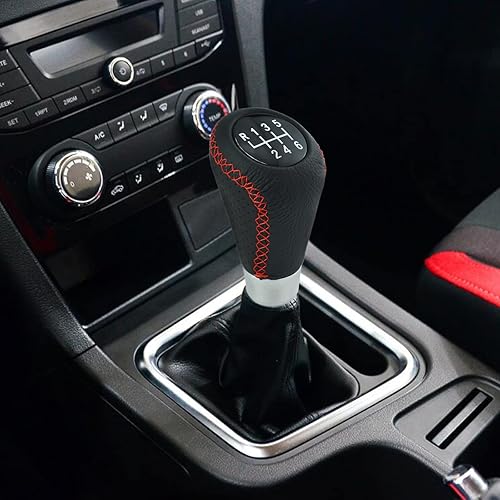 Miniatura 2 de Arenbel Pomo de palanca de cambios de 6 velocidades, mango de palanca de cambios de cuero para automóvil, repuesto para la mayoría de vehículos