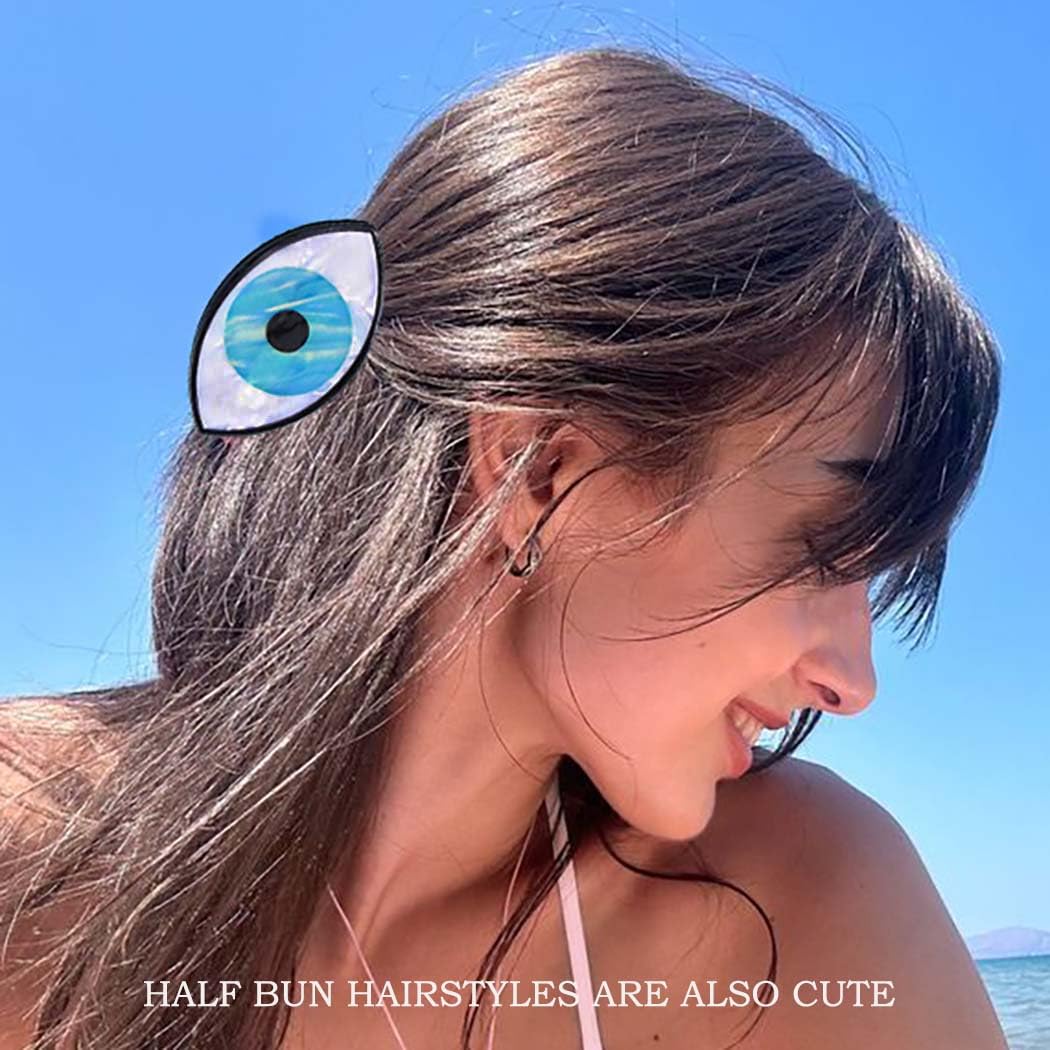 Turkish Blue Evil Eye ? Hair Clip Amazon.com : Circle Evil Eye Hair Clip,PVC Hair Claw,Small  main image 2