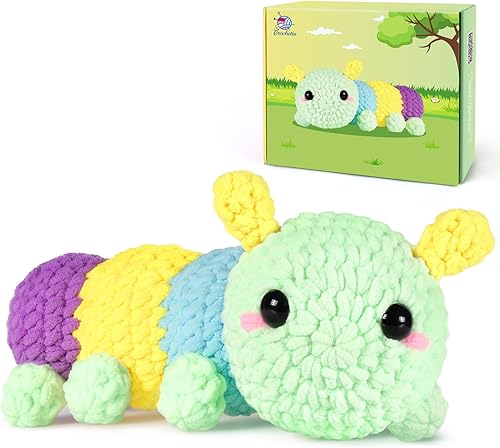 Crochetta Kit de ganchillo para principiantes, kit de inicio de ganchillo para adultos con tutoriales en video paso a paso, kits de animales de