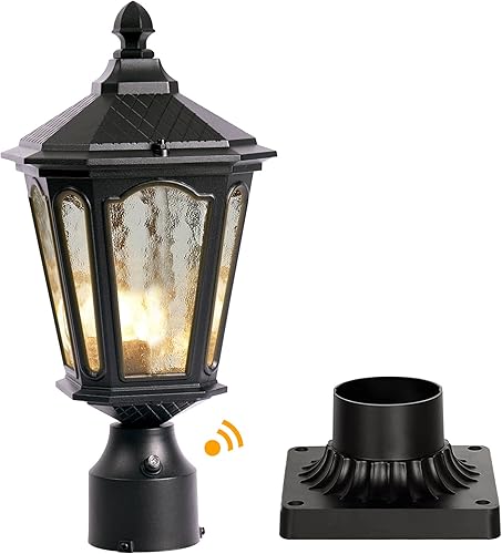 Luz de poste para exteriores del atardecer al amanecer con cable de 120 V luz de aluminio para poste de lámpara impermeable para exteriores con base