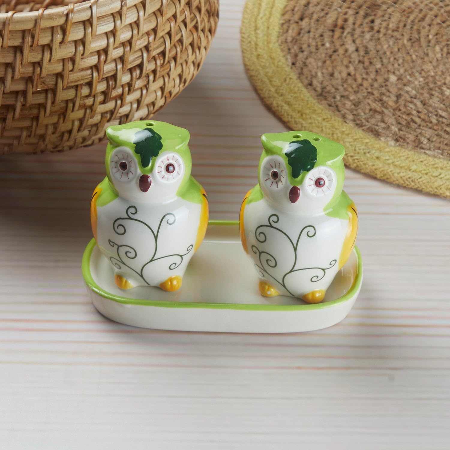 Kookee Ceramic Salt Pepper Set with Tray for Dining Table | Multicolor (10286) — Amazon image 2