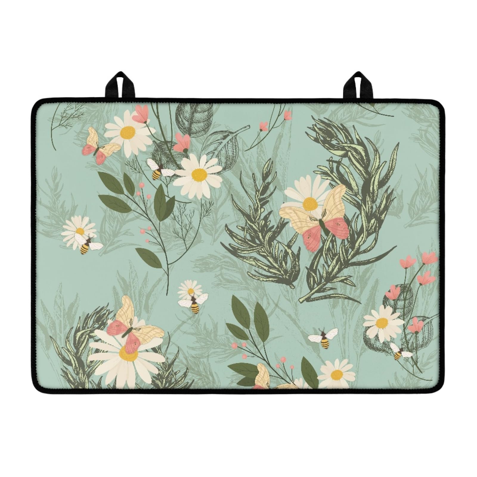 Hibiscus Floral Stove Covers for Stove Top,Silicone Electric Stove Cover Mat,Stove Guard Stove Top Protector with Hanging Loops,Heat Resistant Glass Cooktop Cover,Thick Dish Drying Mats