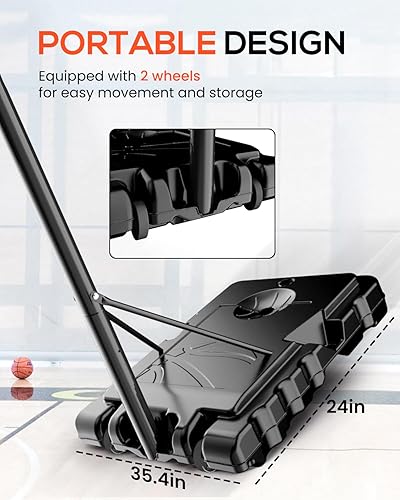 Miniatura 5 de Portable Basketball Hoop Outdoor, 4.8 to 10ft Height Adjustable Basketball Syatem with 44" Shatterproof PC Backboard, Basketball Hoop & Goal for