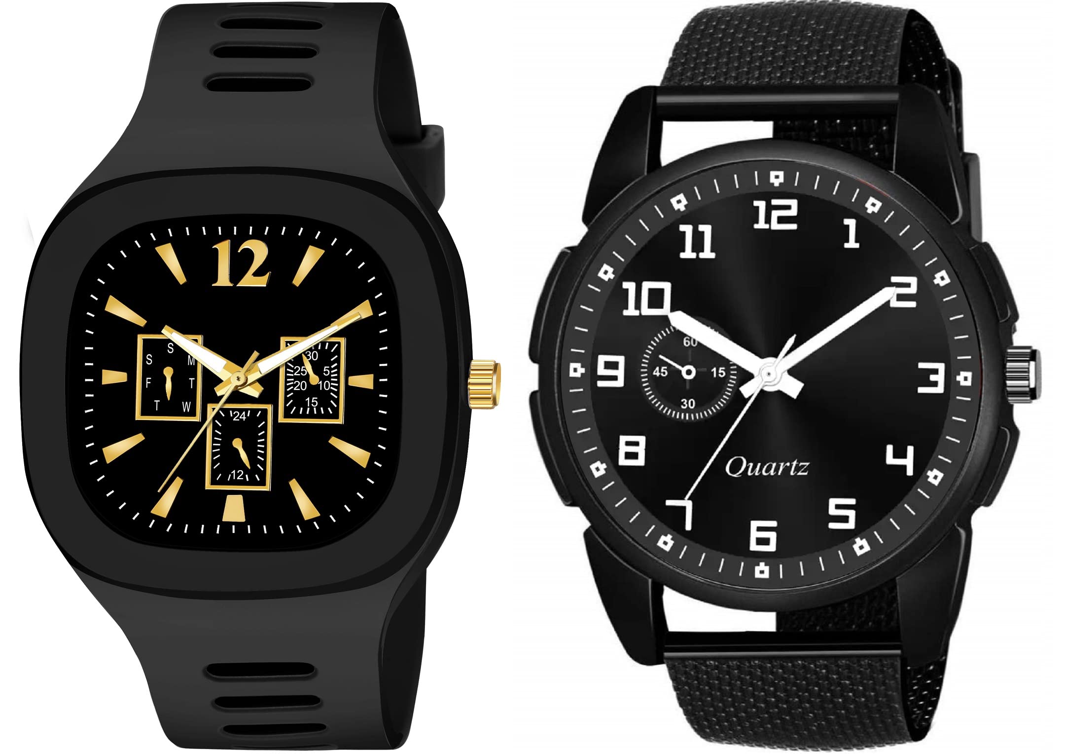 Praizy Combo of Black Square Dial Silicone & PU Strap Watch for Boys Analog Watch - for Men (Black) (B0BQF52YXP) Amazon Price History, Amazon Price Tracker