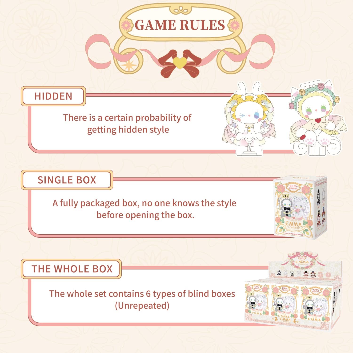 Studio Emma Secret Forest Wedding Party Series Blind Bag 6PCS Random Collection Mystery Toys Cute Blind Box Figures for Birthday Party (Whole Set)