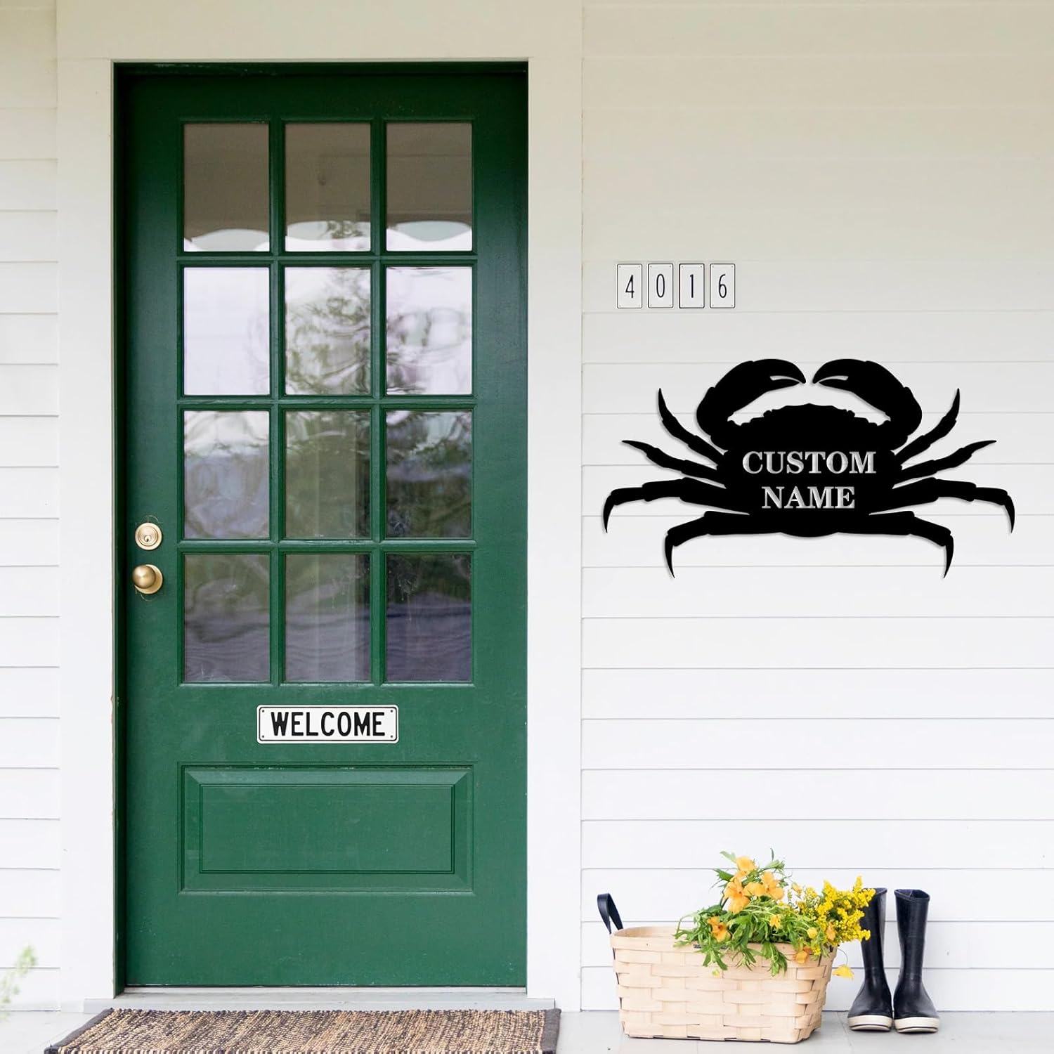 Custom Beach Metal Sign | Crab Family Sign | Outdoor Metal Name Sign | Letter Sign Beach House Decor | Address Sign Coastal Decor | Nautical Wall Decor | Lake House Sign Wall Art | Personalized Gift