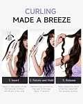 3 in 1 Automatic Curling Iron, Hair Curlers with 3 Curling Barrels (1" - 1.25" - 1.5"), Rotating Curling Iron with 3 Temp, 2-Way Rotation, 10S Fast Heating, Anti-Scald, Dual Voltage, White