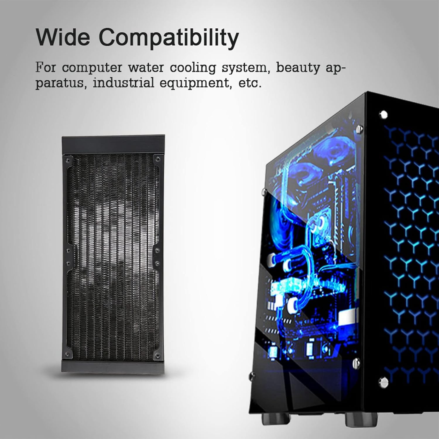 Joyzan 12 Tube 240mm Aluminium G1/4 Thread Water Cooling Radiator, PC CPU Cooler, Triple Fan Mounts, Heat Exchanger, Liquid Cooling System