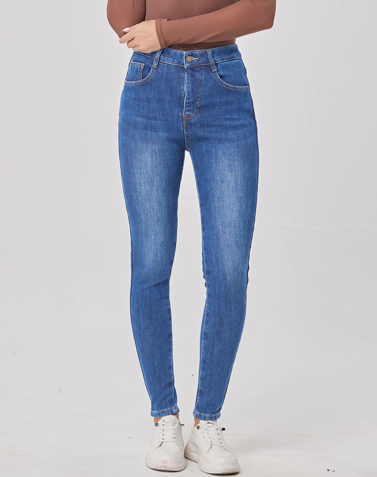 Fakanhui Damen Fleece Gef¨¹ttert Winter Thermo Jeans Hosen Warm Jeans Denim Skinny Jeanshosen