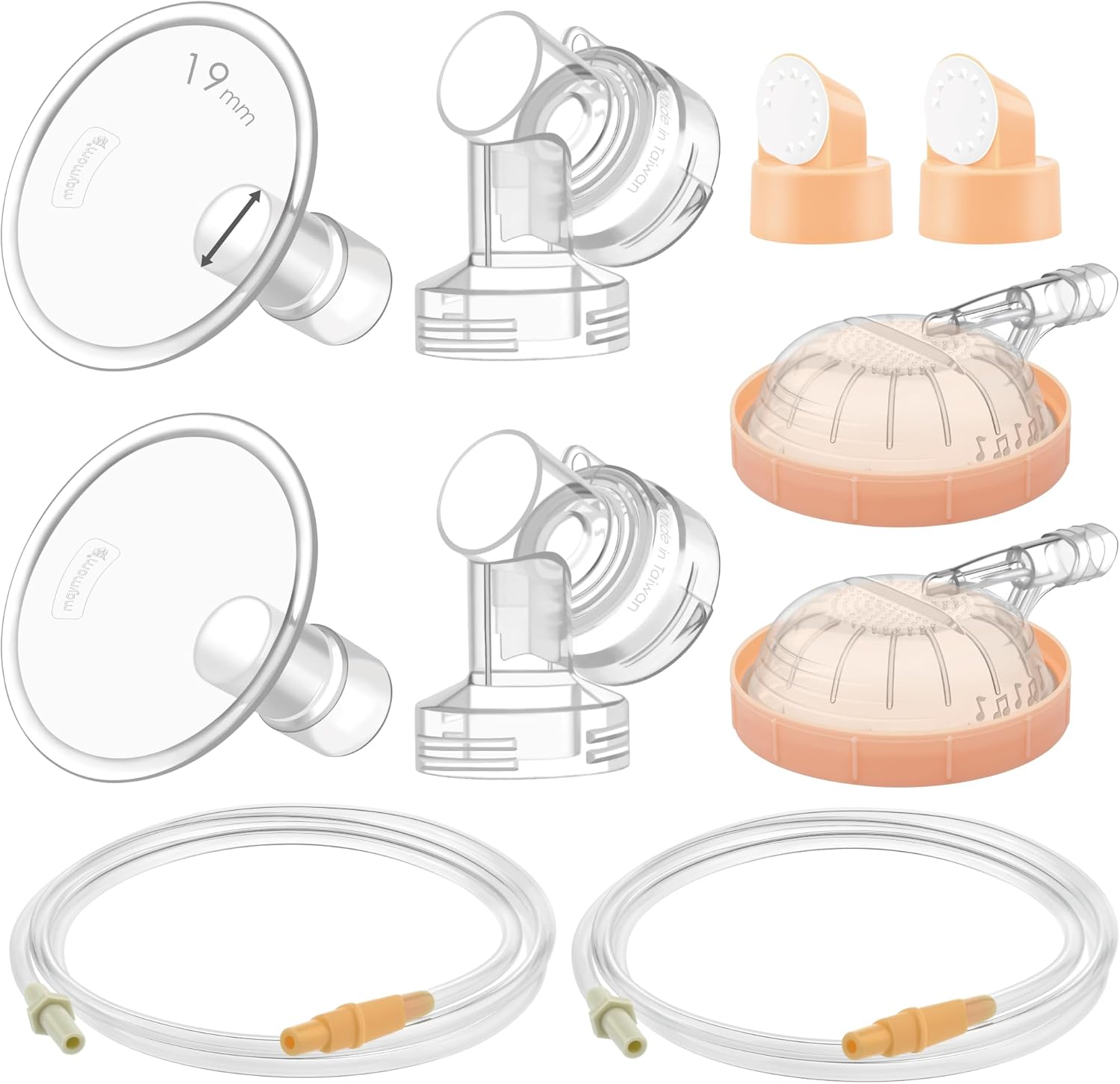 Maymom Pump Parts Compatible with Medela Symphony, 19mm Flange (Detachable Shield and Connector) Not Original Medela Symphony Replacement Pump Parts Tube Cap Membrane Valve