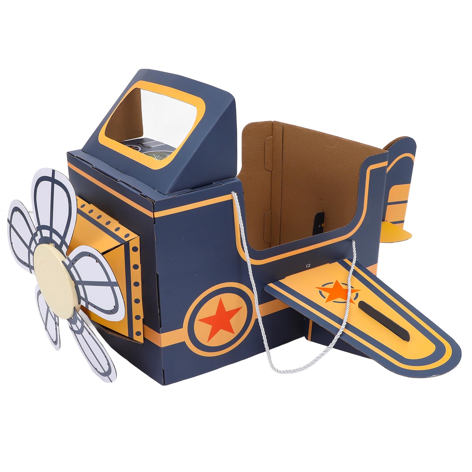 TOYANDONA Wearable Cardboard Airplane Toy (Blue)