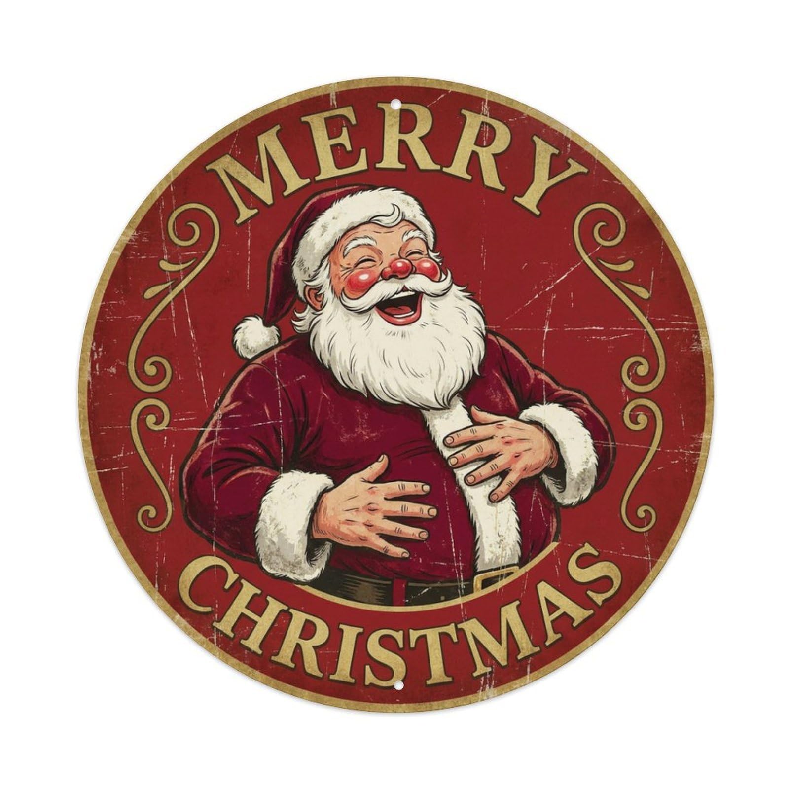 Merry Christmas Santa Belly Laugh Joy Metal Tin Sign