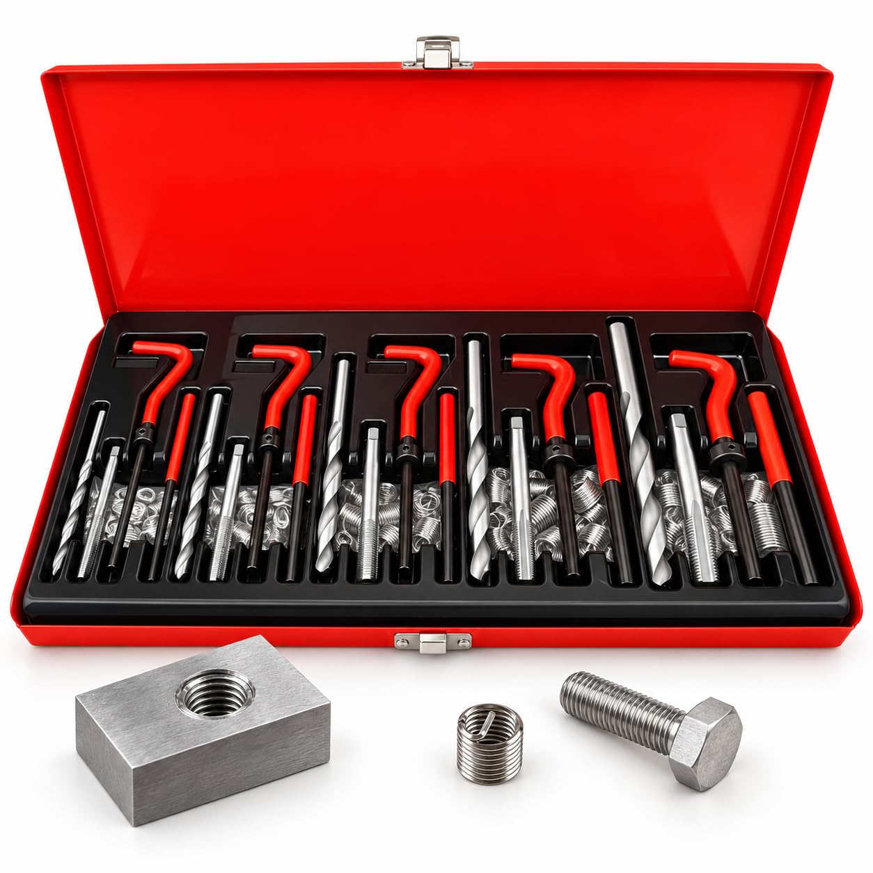 Kit reparación roscas métricas 131 Piezas, tamaños métricos 5 6 8 10 y 12