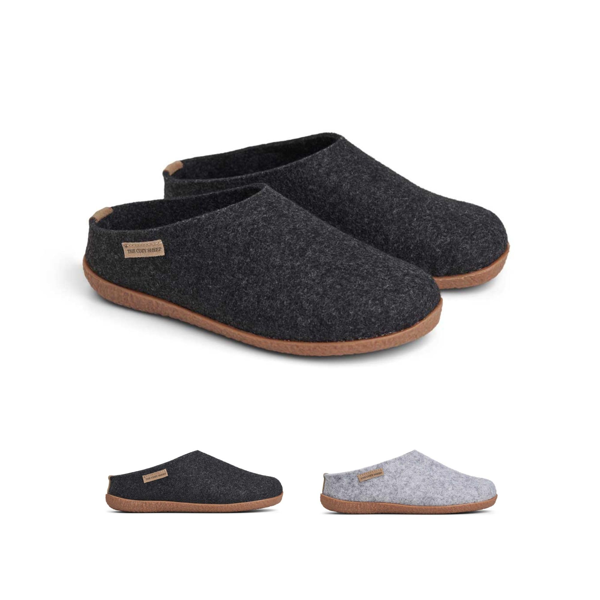 THE COZY SHEEP Filzpantoffeln mit Gummisohle | Praktische Herren & Damen Hausschuhe Sommer und Winter | Bequeme Hüttenschuhe Damen und Herren | Filz Hausschlappen Geschlossen