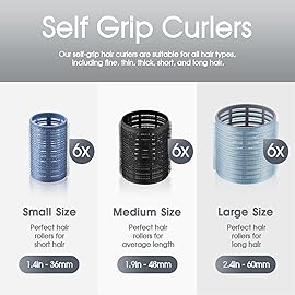 xnicx 18pcs Self-Grip Heatless Hair Rollers - 3 Sizes for Long, Medium, or Short Hair, Salon-Quality Overnight Curlers