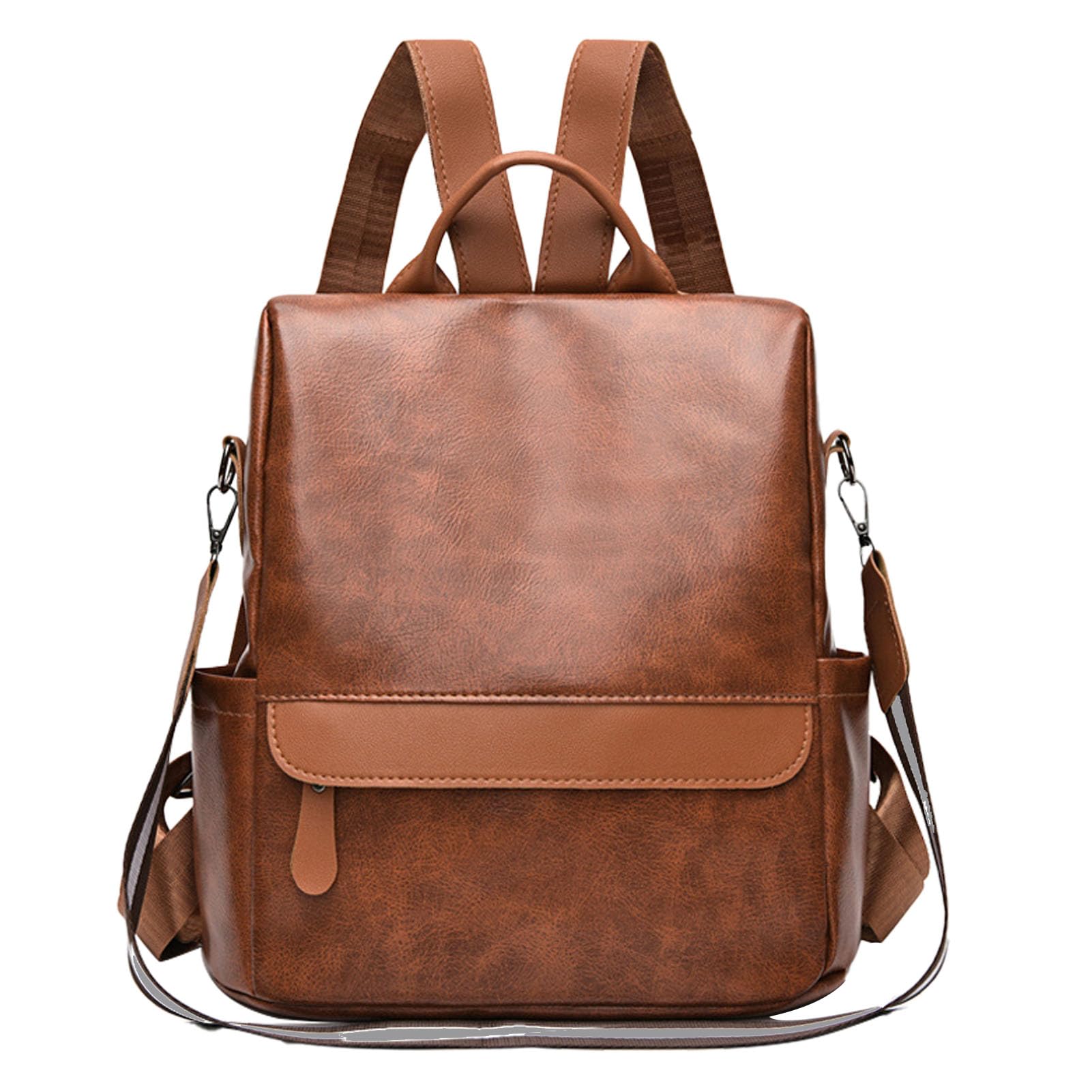 Jauarta Women PU Leather Backpack Vintage Portable PU Leather Backpack for Dating Travel (27cm*12cm*34cm)