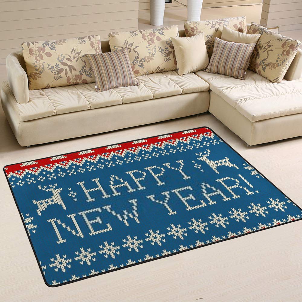 Tapis de jardin en tricot Ruchen bleu 80x58 inch à motif cerf
