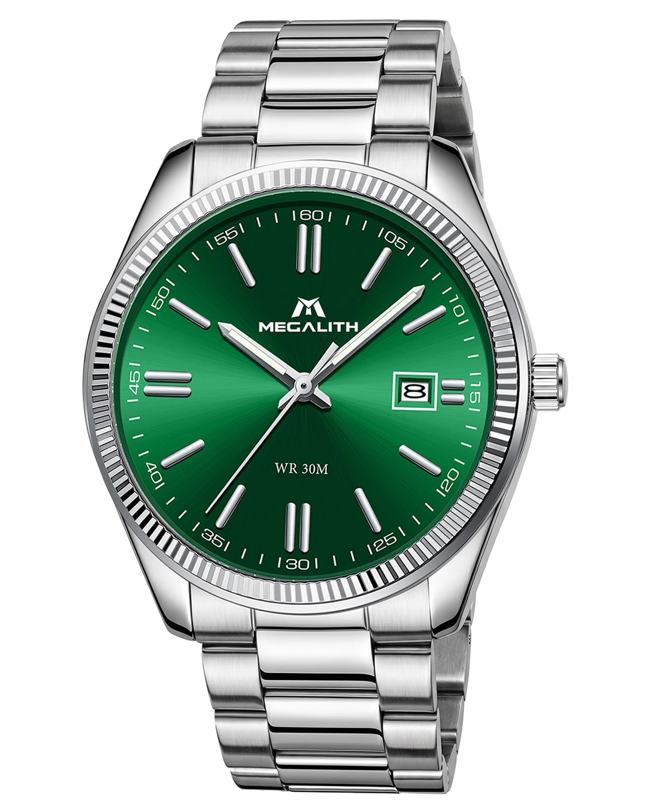 MEGALITH Herren Uhr Edelstahl Armbanduhr: Chronograph Analog Wasserdicht Herrenuhr mit Datum Leuchtend - Elegantes Geschenke für Business Männer Geburtstag Jubiläum