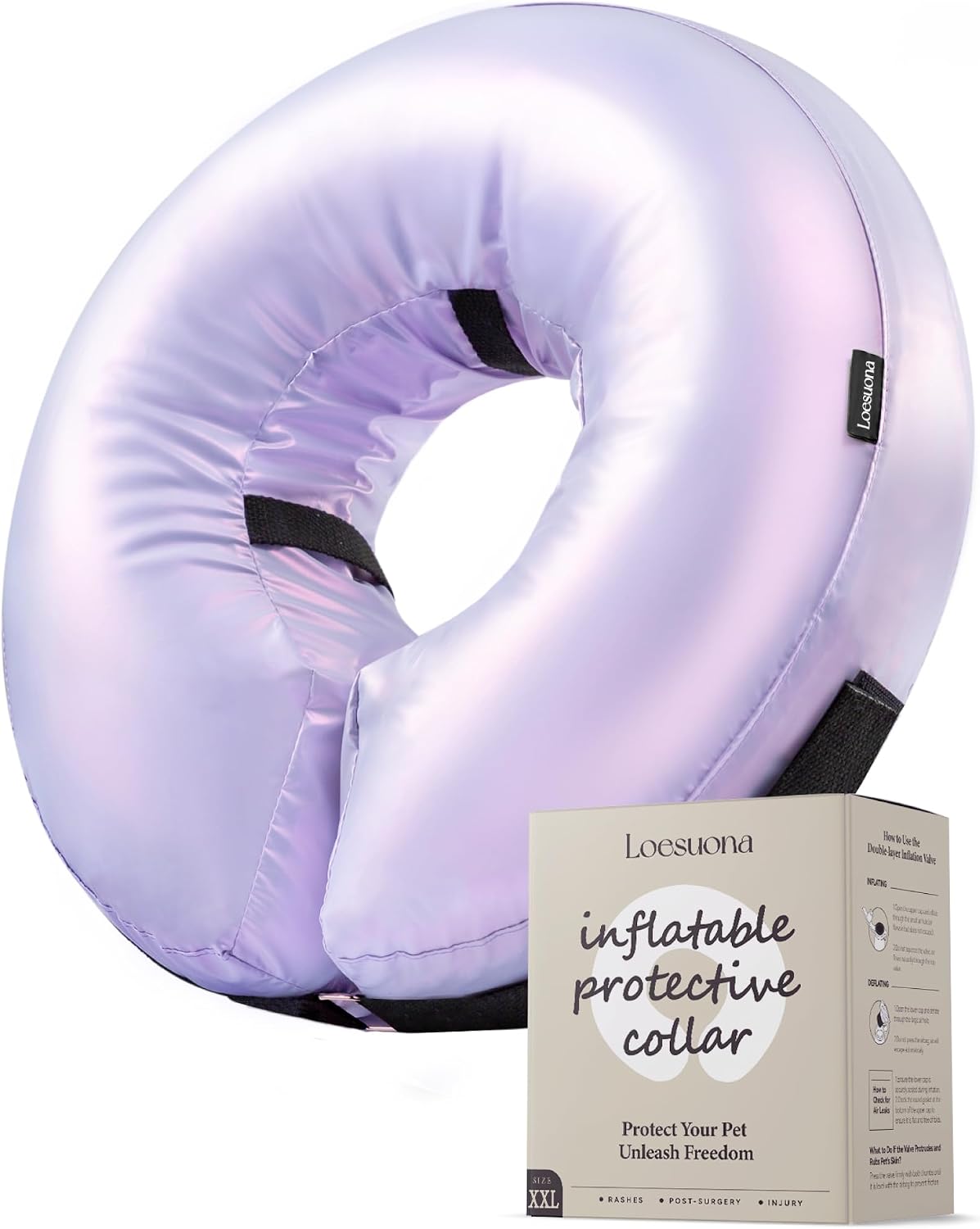 Inflatable Dog Cone Collar - Donut Collar Recovery ECollar Alternative After Surgery - Soft Dog Cone for Small Medium Large Dogs