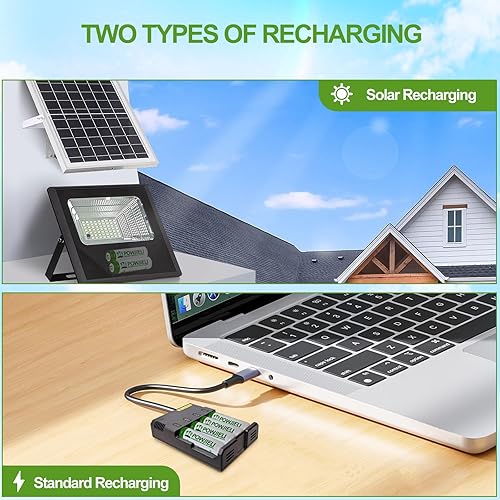 Miniatura 5 de Ni-MH - Baterías AA recargables, 1.2 V, 1000 mAh, alta capacidad, precargadas, doble A, batería solar para jardín, paisajismo, luces solares, luces