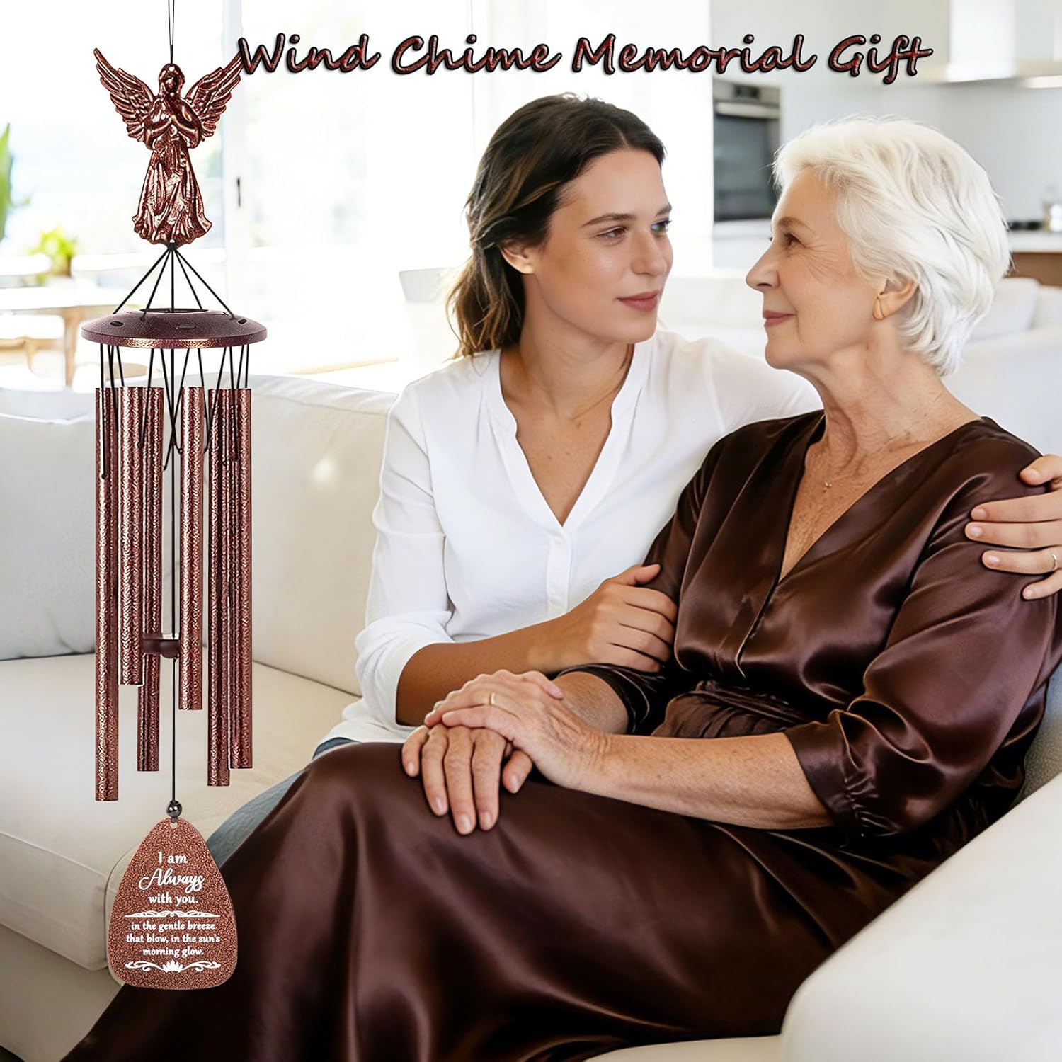 Memorial Wind Chimes for Loss of Loved One, Bereavement Gifts, Sympathy Wind Chime Deep Tone, Personalized Funeral Remembrance Condolence Gift Idea, Outdoors Garden Decor in Memory of Mother Father