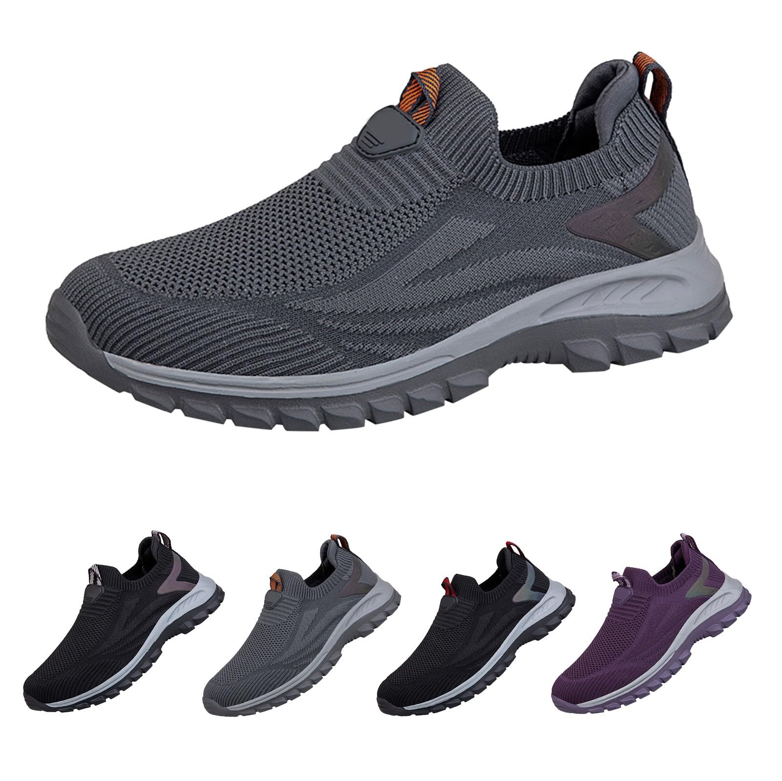 Męskie sportowe buty do chodzenia na świeżym powietrzu, dzianinowe, wsuwane, wytrzymałe trampki do trekkingu, kempingu i podróży po wsi
