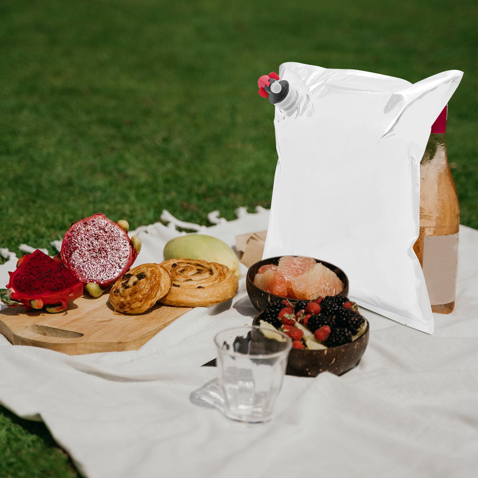 SHINEOFI Lot de 10 sacs distributeurs de vin portables de 5 L avec bec verseur, poches à vin rechargeables pour voyage et stockage de boissons, pochettes pour jus de fruits liquides pour une