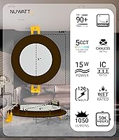 Vista 2 de NUWATT Paquete de 12 luces LED empotrables de bronce ultrafinas de 6 pulgadas, 5CCT 2700K/3000K/3500K/4000K/5000K seleccionable, alto brillo 1050