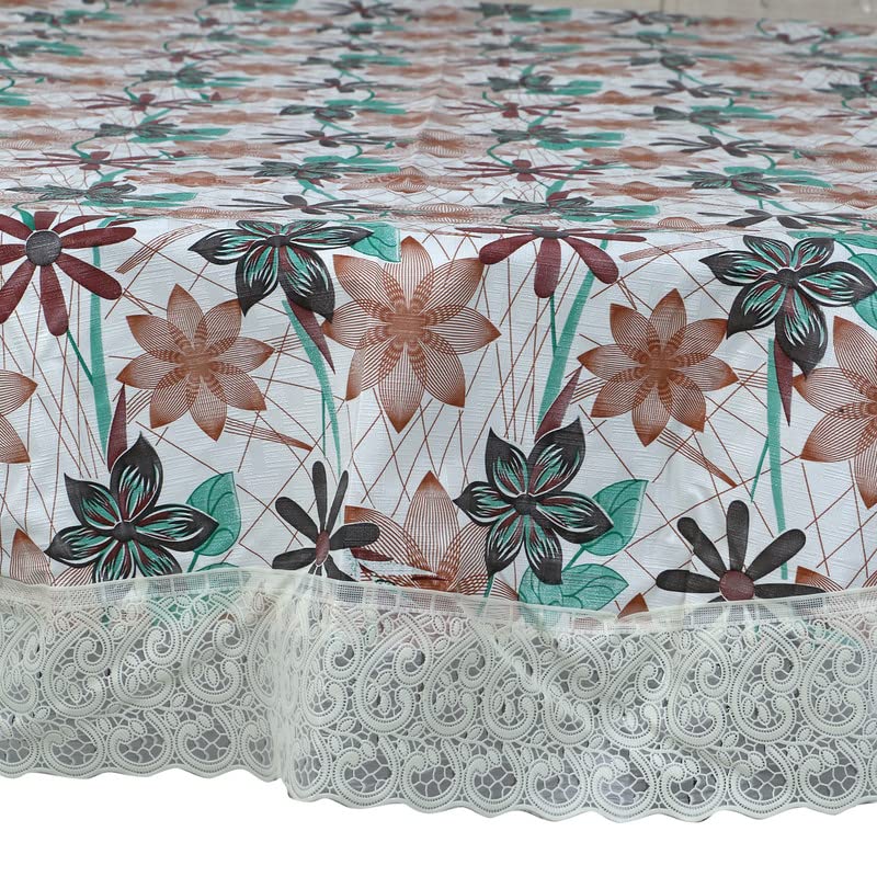 Image of Dakshya Industries Printed PVC Plastic Flowered 4 Seater Round Shape Table Cover (Size- 60 Inches Round)