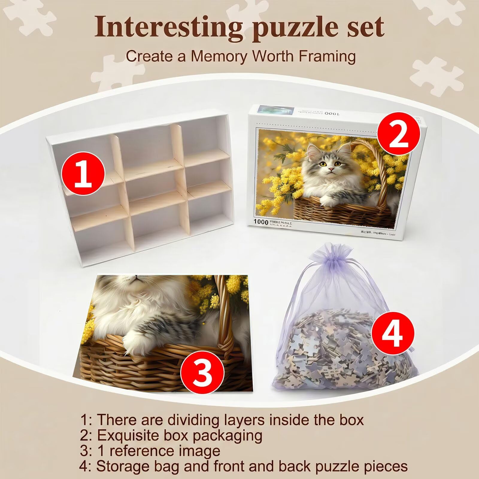 gatto fiore giallo Puzzle 5000 Pezzi per Adulti, Puzzle in Legno - Collezione Classica con Poster Incluso - Sfida di Concentrazione e Passatempo Antistress, Gioco per Famiglia, 156 x 105 cm f0-684