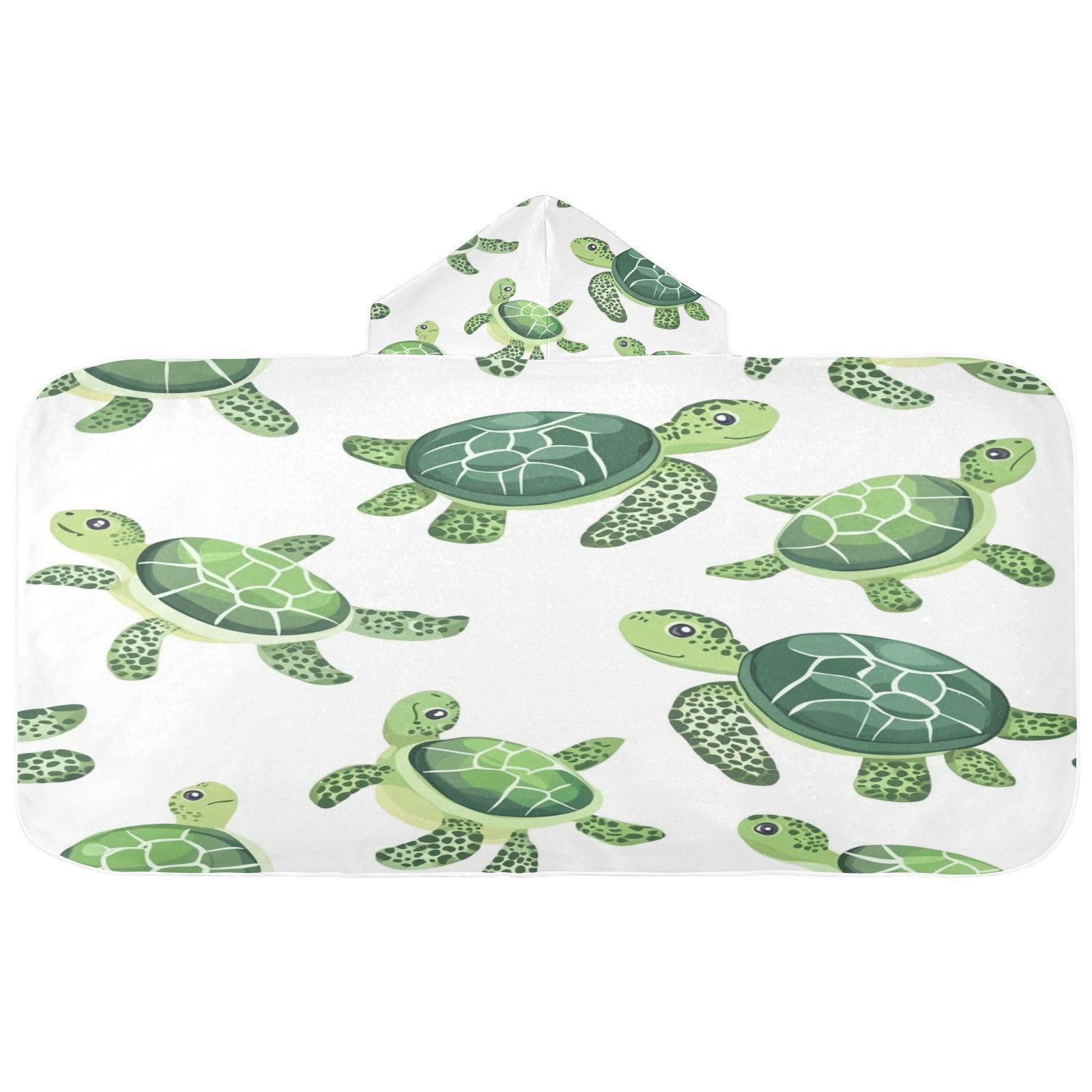 Kigai Cute Turtle Hooded Beach Towel for Kids Soft Absorbent Quick Dry Bath Towel with Hood Lightweight Toddler Shower Pool Bath Wrap for Boys Girls