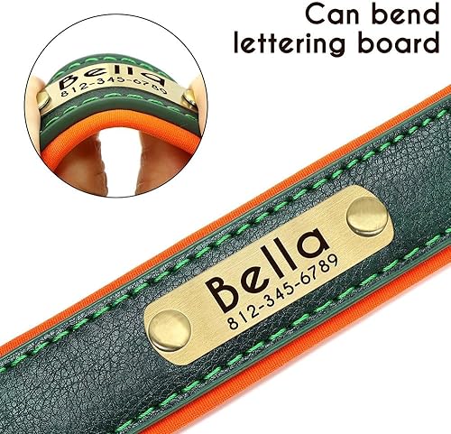 Miniatura 3 de Collar de cuero personalizado para perro, collar de cuero profundamente grabado para perros y gatos pequeños, medianos, grandes, XL, collar