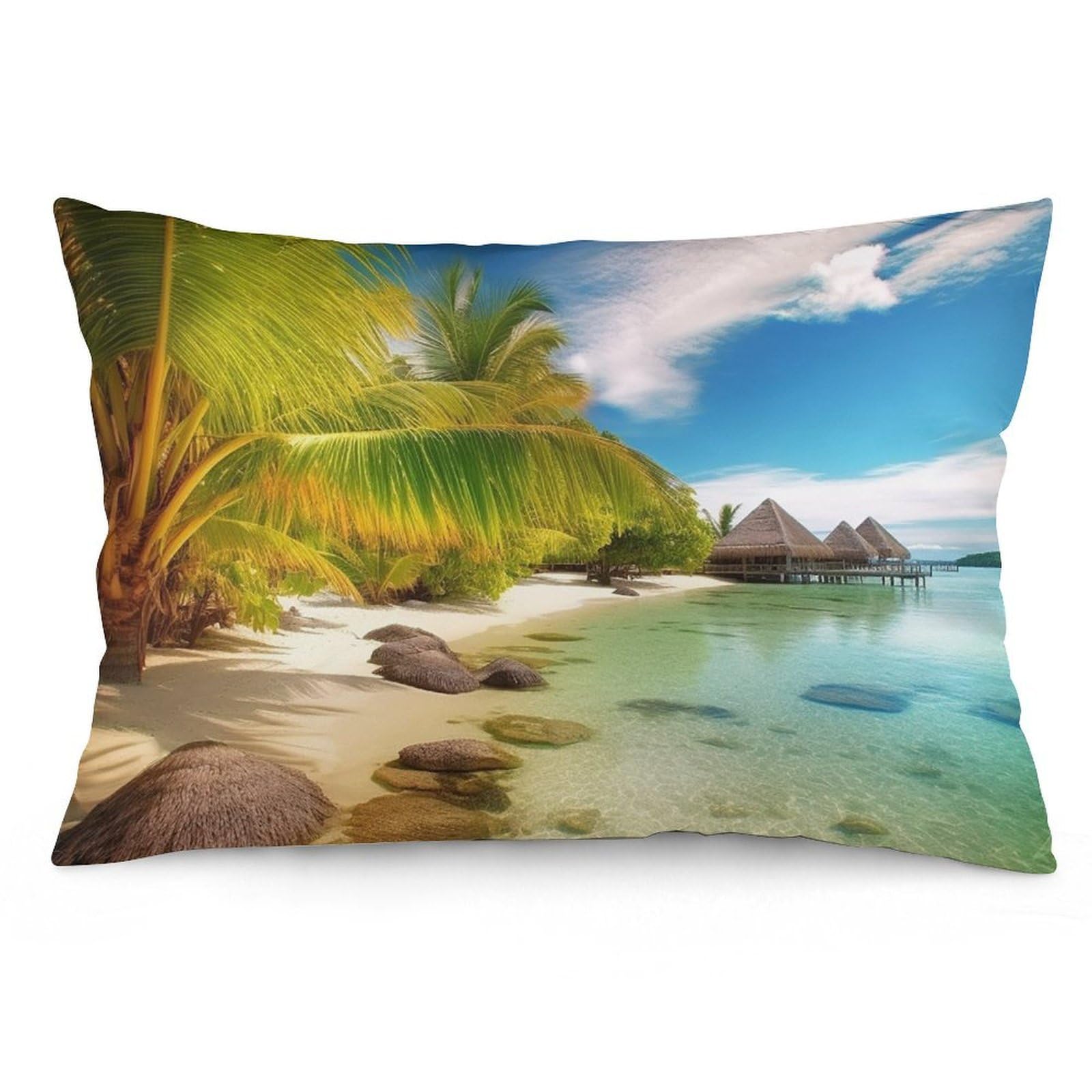 NTVOWPZO 2 Pack Decoration Throw Pillow Covers 16 "x24 Pillowcases Covers Tropical Beach Scenery Pillowcases Modern Farmhouse Home Decor Sofa Cushions Covers for Couch Bed Living Room