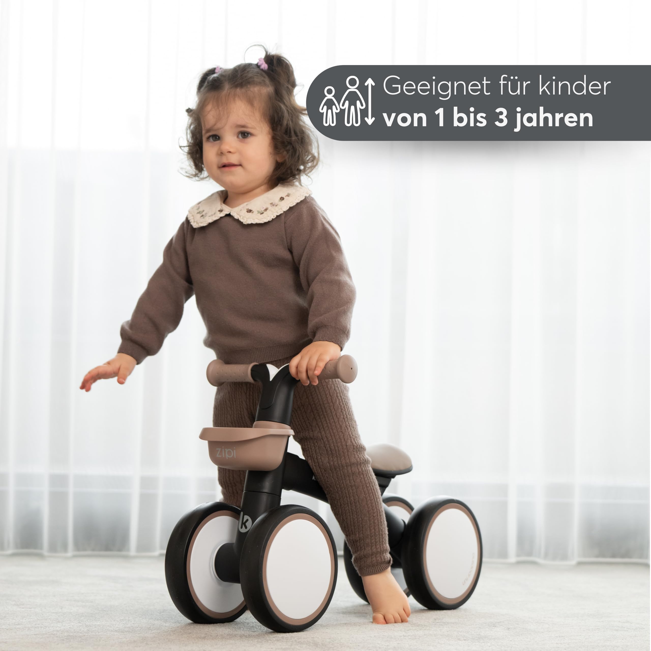 KikkaBoo ZIPI Fahrrad Ohne Pedale, Laufrad mit Korb, Einstellbar, Kinderspielzeug, Baby-Geschenk