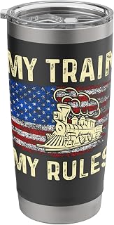 My Train My Rules - USA Flag 4th of July Train Driver Stainless Steel Insulated Tumbler